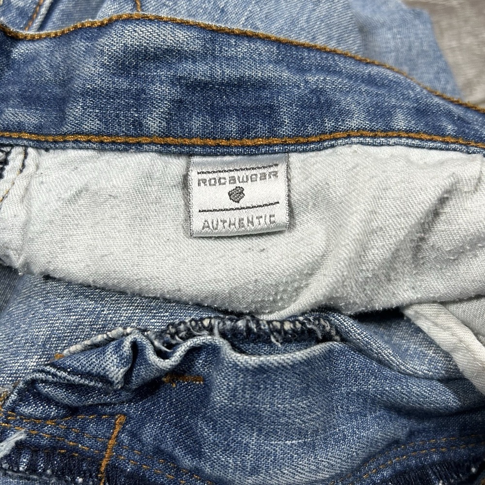 Rocawear Vintage Baggy Jeans Mens 34x33 Blue Denim Y2K Wide Leg Streetwear Good - Picture 4 of 8